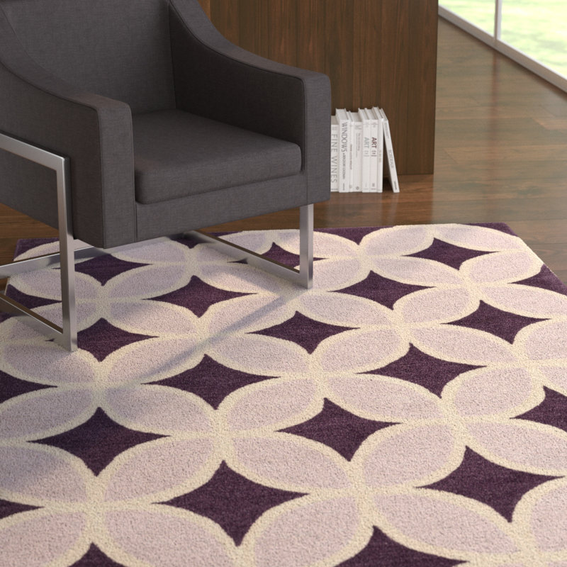 Latitude Run Kroeker Geometric Handmade Tufted Purple Area Rug Wayfair