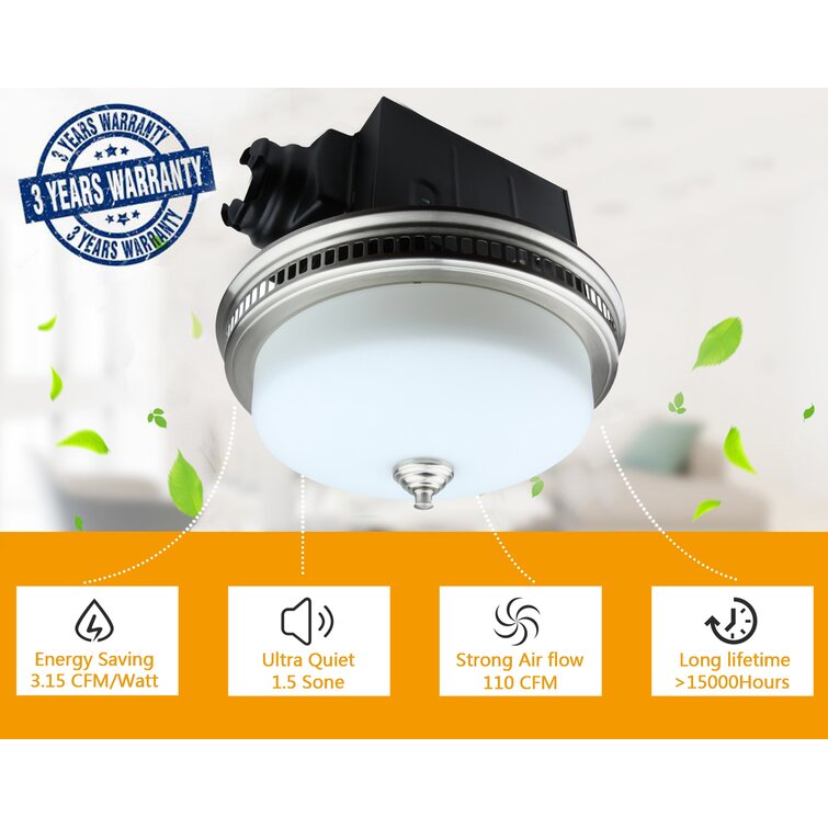110 CFM Model BF-1106L52UQ Universal Security Instruments Energy Star Qualified Bathroom Exhaust Fan with Nightlight and Fan Light