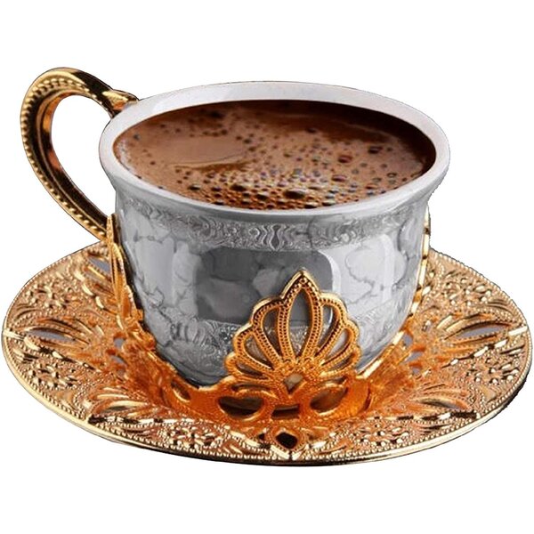 Copper Turkish Coffee Espresso Serving Set Authentic Coffee Cup Tray with handle 