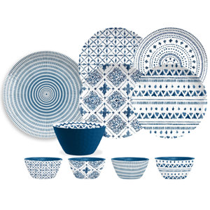 Indochina Ikat Melamine 16 Piece Dinnerware Set, Service for 4