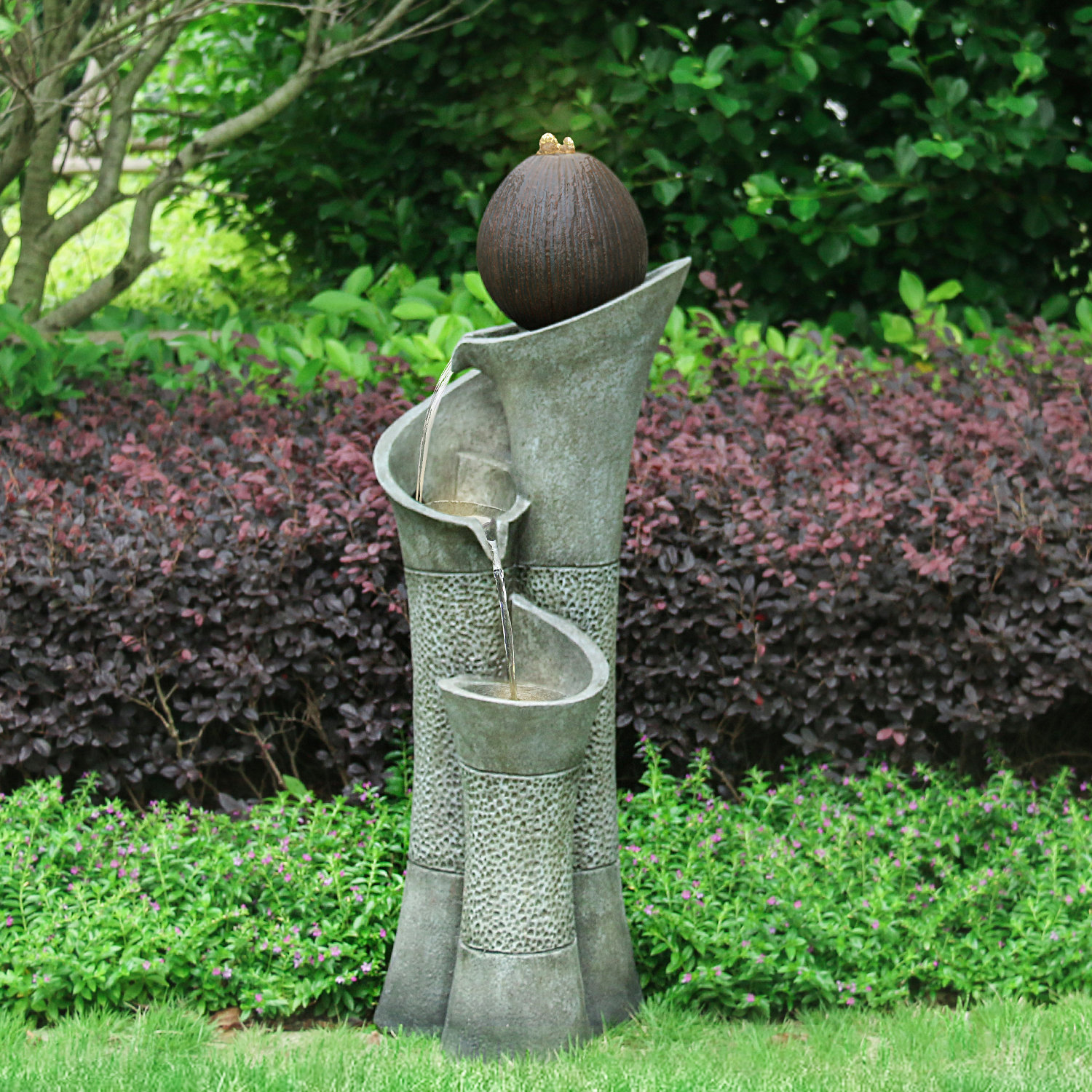 Millwood Pines Resin Water Fountain with Light Wayfair