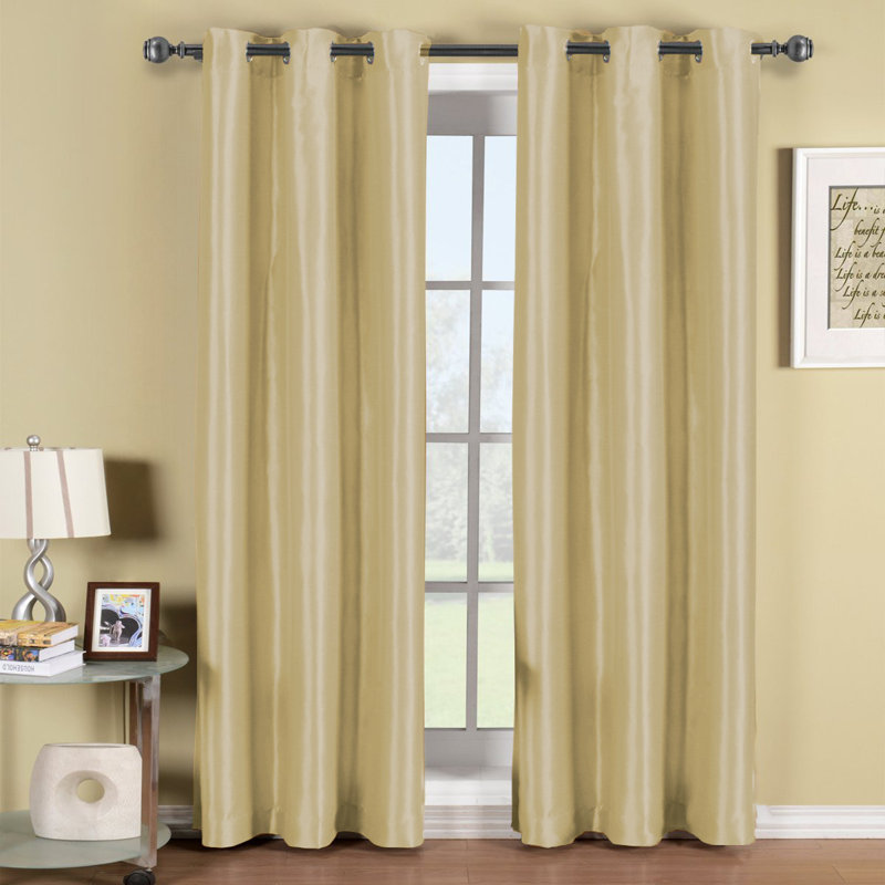 Solid Blackout Grommet Curtain Panels Curtain Color: Camel