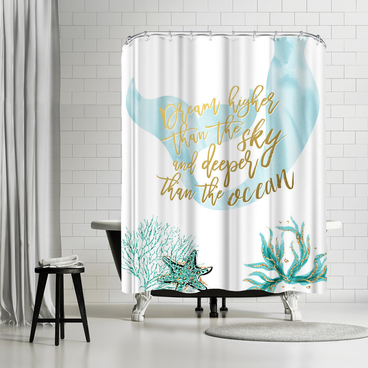light teal shower curtain