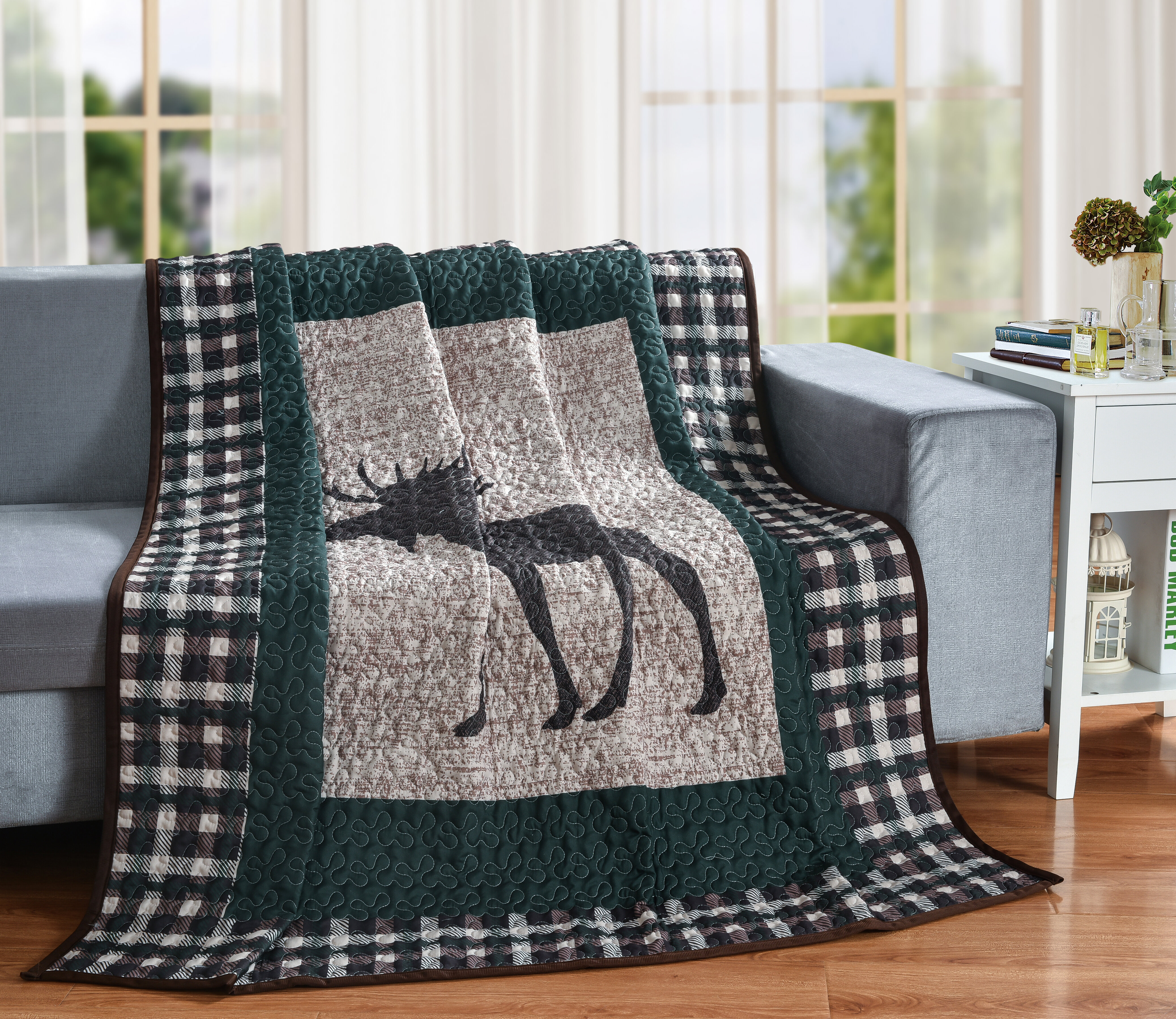 Millwood Pines Broadus Plaid Moose Throw Wayfair