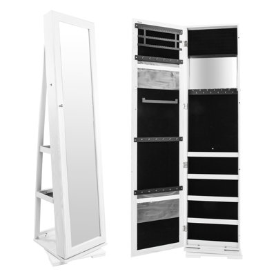 Mauston 360 Degree Rotating Wall Mounted Jewelry Armoire with Mirror