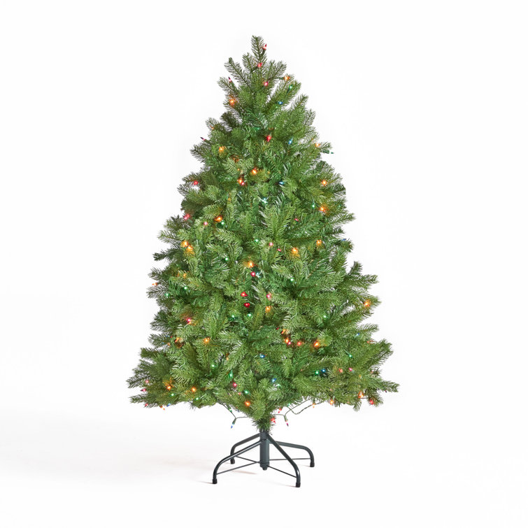 The Holiday Aisle 4 5 Green Spruce Artificial Christmas Tree With 250 Multicolor Lights With Stand Reviews Wayfair