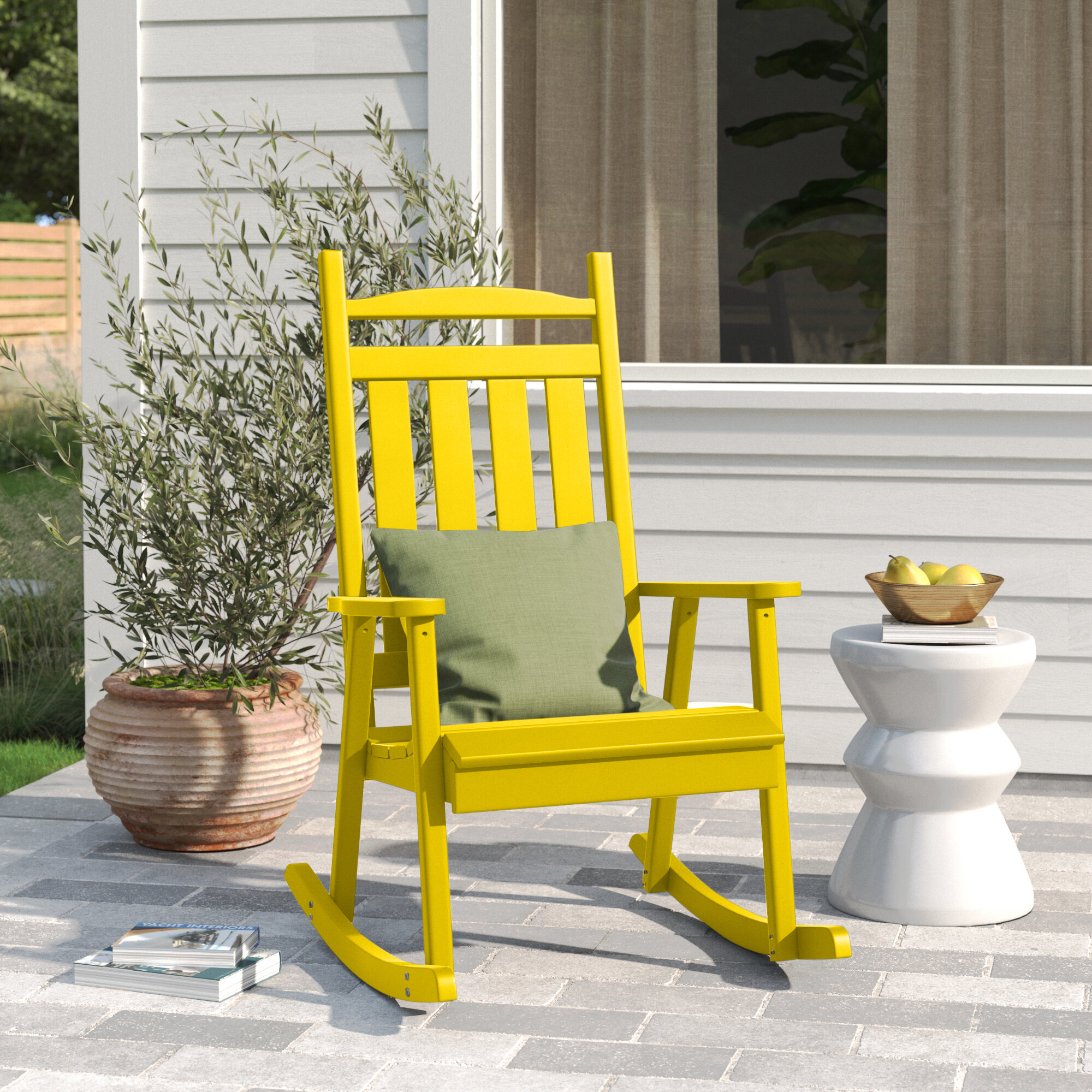 outdoor rocking chair yellow