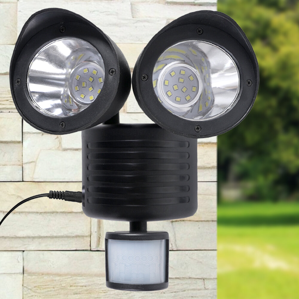 Solar Panel Motion Sensor 22 LED Twin Spot Light Garden Security Floodlight Lamp 