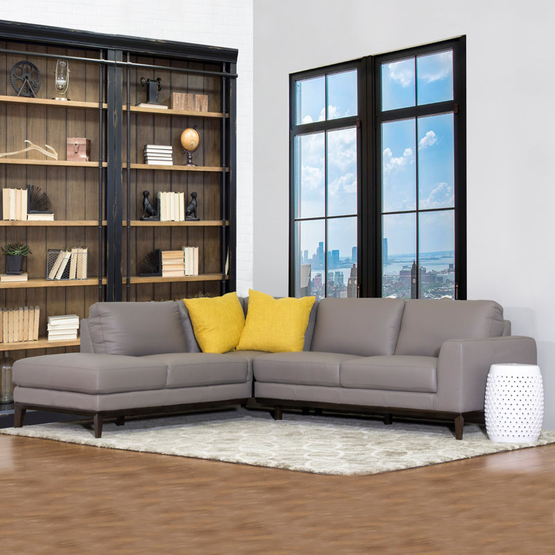 Brayden Studio Lorimer Leather Sectional Sofa Wayfair