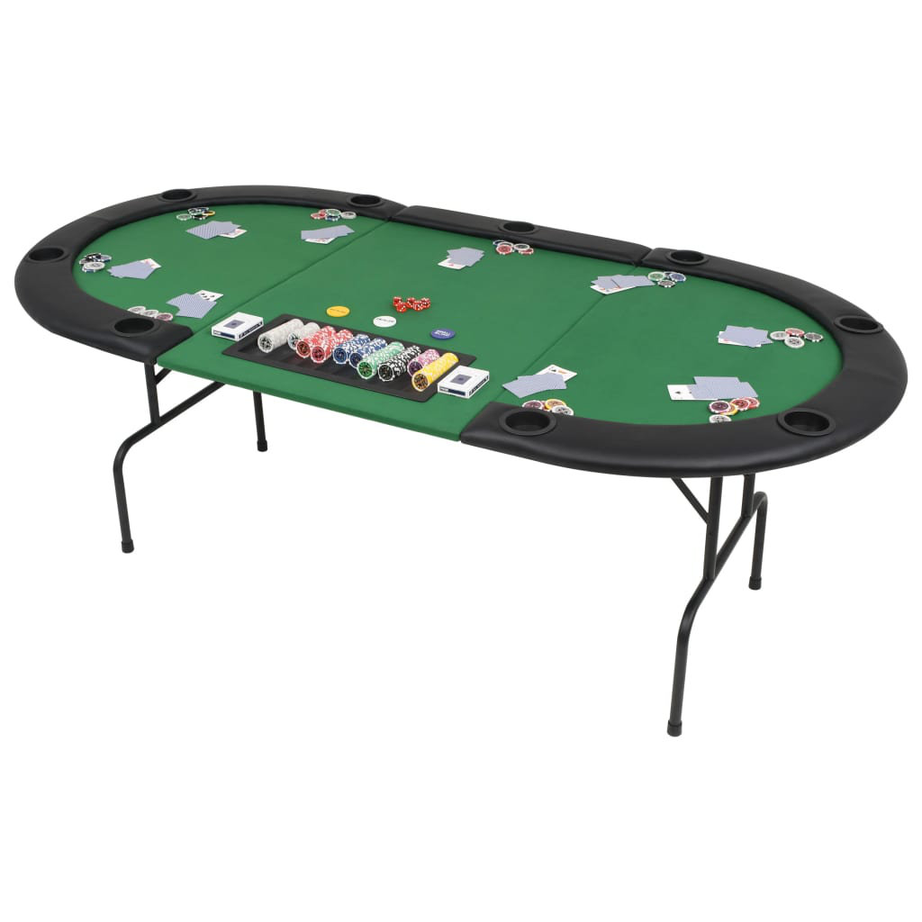 Besparing Extreem belangrijk vitamine vidaXL 9-Player Folding Poker Table 3 Fold Oval Green & Reviews | Wayfair