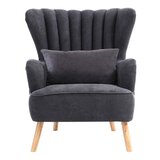 Occasional Chenille Fabric Scallop Cocktail Wingback Chair Armchair Sofa Lounge