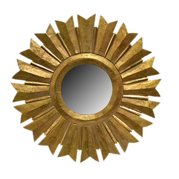 Ornate Small Resin/Plastic Frame Lt Gold Wall Decor Accent Hanging Mirror 9.75" 