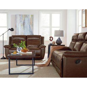 Maricopa Manual Motion Leather Reclining Loveseat by Loon Peak