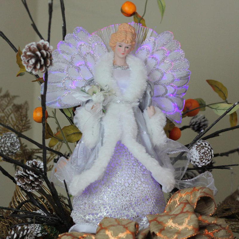 Northlight Lighted B O Fiber Optic Angel In Gown Christmas Hanging Figurine Wayfair