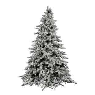 Flocked Utica 9 Green Fir Artificial Christmas Tree With Unlit Stand Flocked Utica 9 Green Fir Artificial Christmas Tree With Unlit Stand