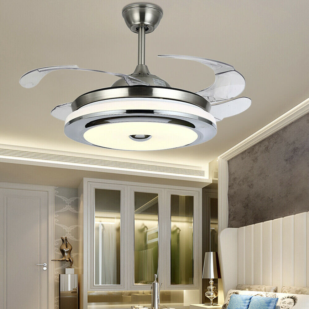 42" Ceiling Fan Lamp Bluetooth Speaker LED Chandelier Modern Reversal Remote FL 