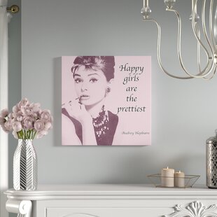 Set of 3 Audrey Hepburn Quote CANVAS Wall Art Coral Teal Gray Mums Dahlias Flowers 