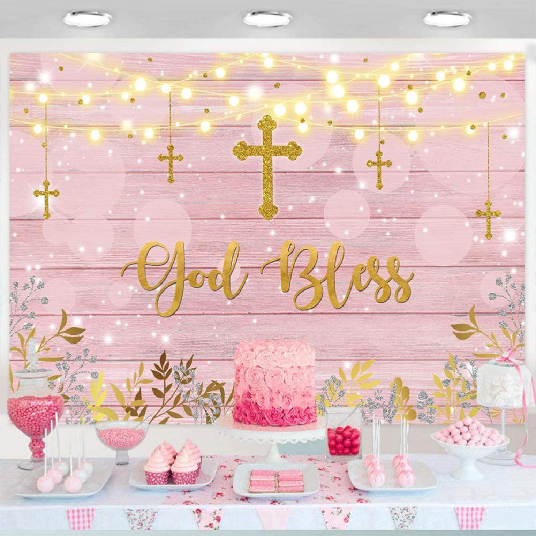 Party Supplies Holy Baby Theme God Bless Communion Blue Background Any