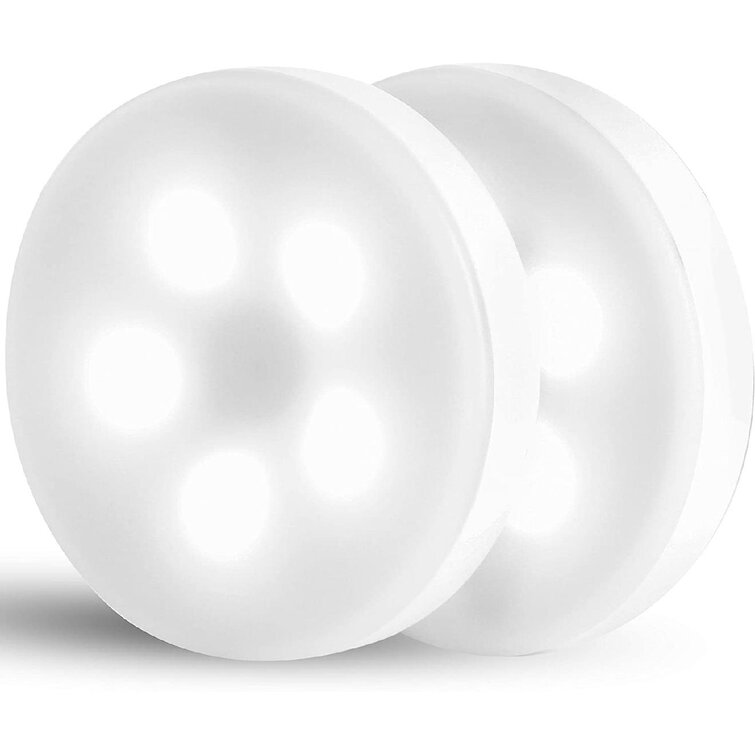 4 STICK ON LED LIGHTS BATTERY Round Light lighting MINI SPOT Loft Circular White 