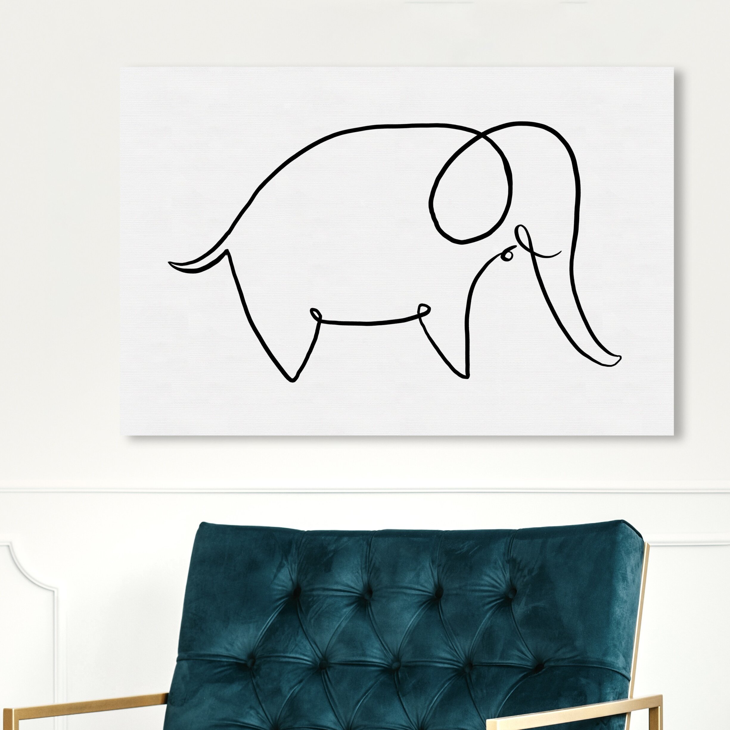 Art Remedy Zoo And Wild Animals Elephant Outline Simple - Drawing Print |  Wayfair
