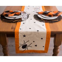 Halloween Lace Skull Spider Table Runner Spooky Holiday Kitchen Gothic Decor NEW 