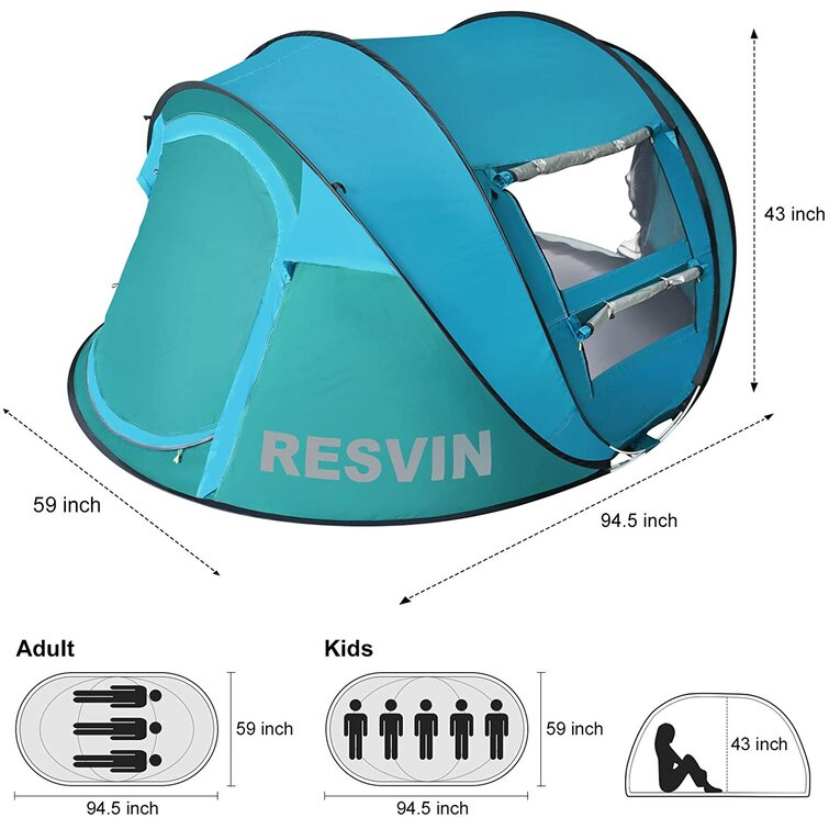 3-5 Person Pop up Tent Camping Tents & Shelters Family Portable Instant Cabana Beach Tent 94.5X59 inch Waterproof Sun UV Protection Shelter Outdoor Camping Accessories Backpacking Large Easy up Tents