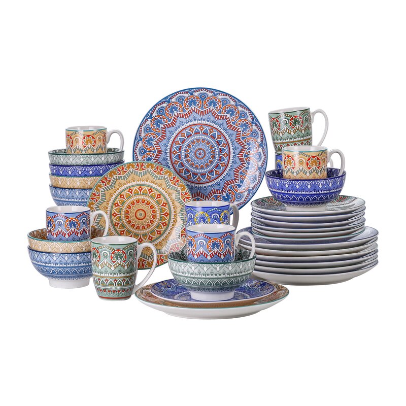 Bungalow Rose Mocanaqua 32-Piece Porcelain Dinnerware Set (Service For ...
