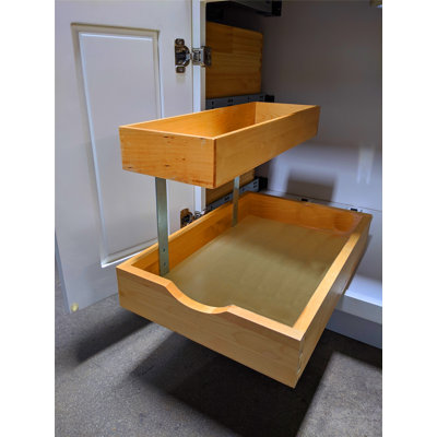 2 Tier Pull Out Organizer Shelf Sliding Drawer (12'' width) for Bathroom Vanity Roll Out Drawer dovetail joints