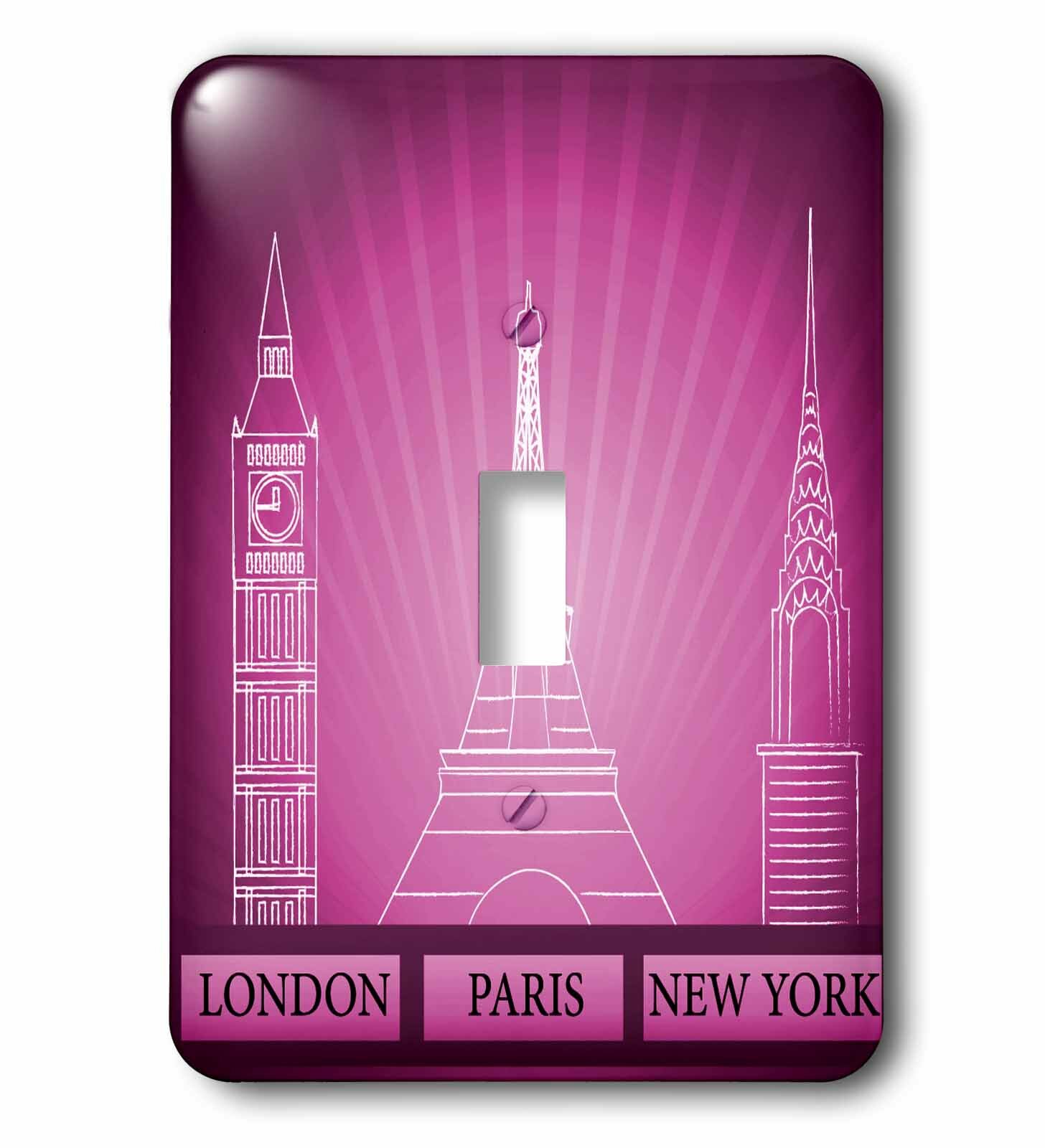 3drose London Paris And New York Historical Structures In Purple 1 Gang Toggle Light Switch Wall Plate Wayfair