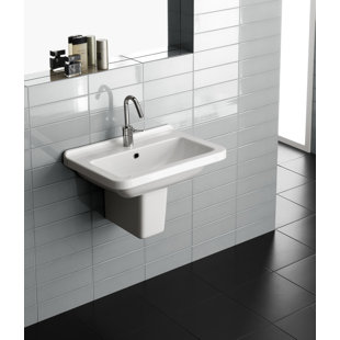 Semi Pedestal Sink Wayfair Erika Vitreous China 24 Semi Pedestal Bathroom Sink With Overflow