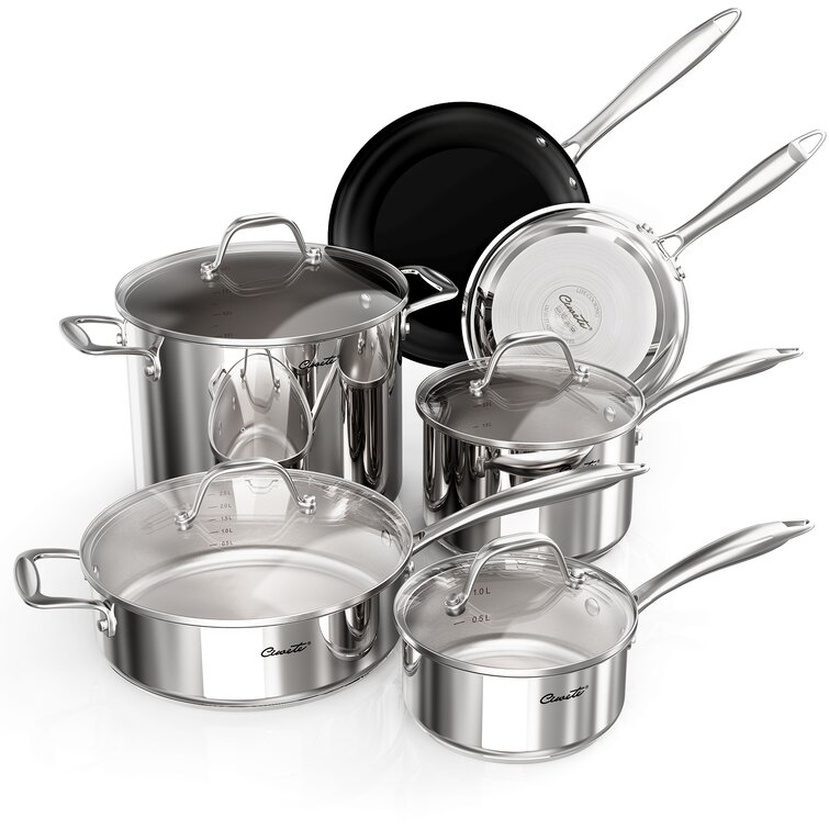 10 Piece Pan Set Saucepans Pots Pot Saucepan Set Saucepan Set Stainless Steel 