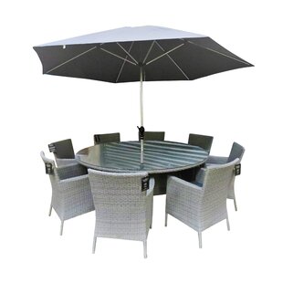 Blanch 8 Seater Dining Set With Cushions And Parasol Image