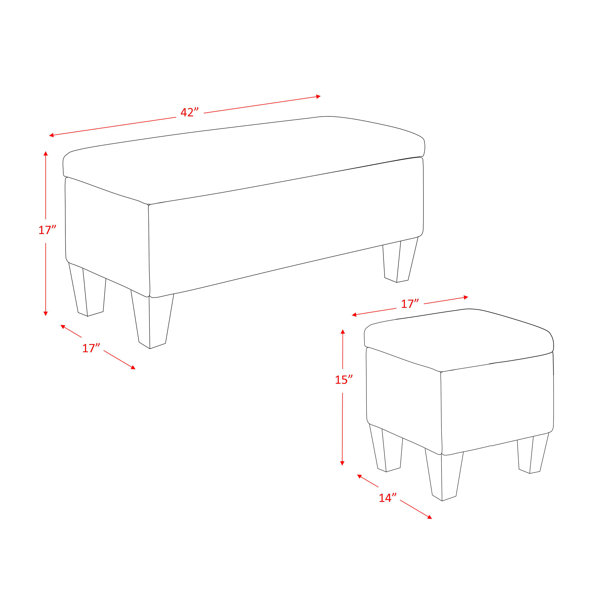 Edyth 17'' Wide Tufted Rectangle Storage Ottoman with Storage