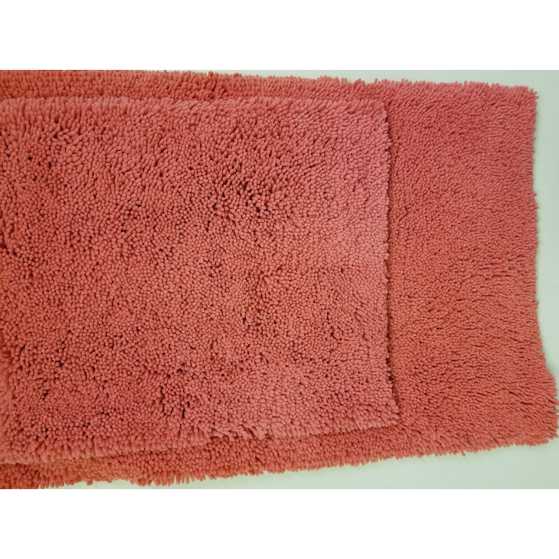 coral bath rug set