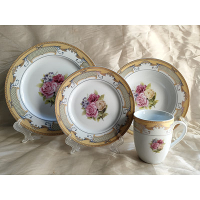bhavna 16 piece porcelain china dinnerware set, service for 4