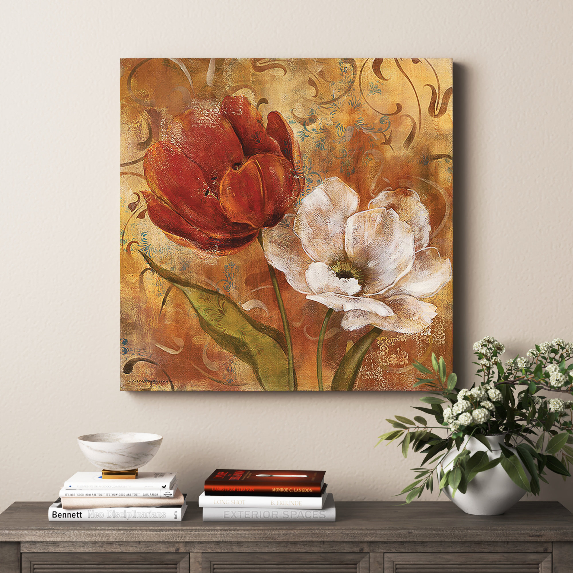 Flowers FLORAL  Canvas Print Framed Photo Picture Wall Artwork WA 
