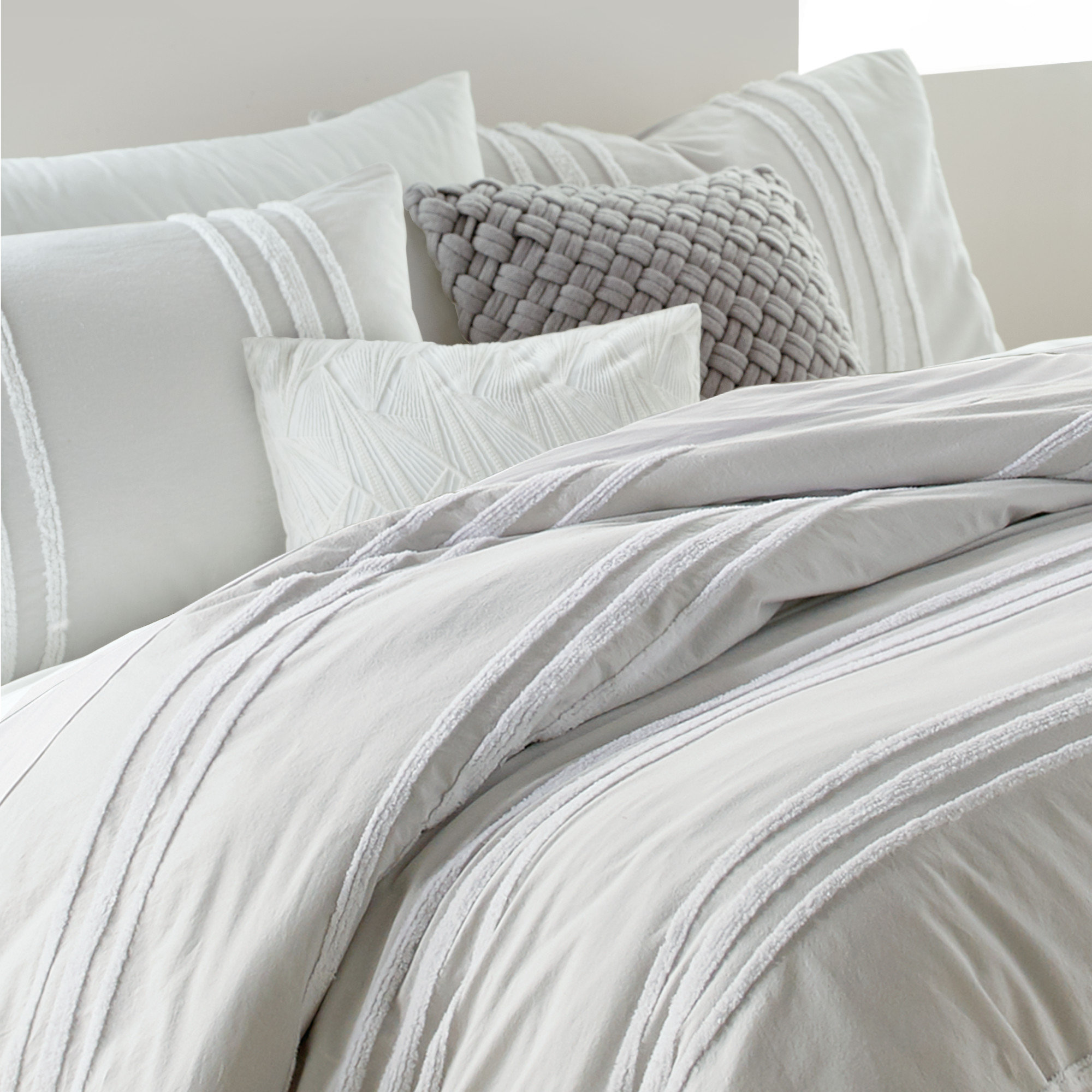 Dkny Chenille Stripe Comforter Set, Full/Queen - Silver