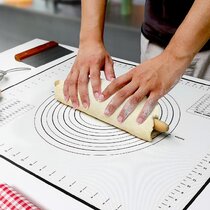 Art and Craft Mat Countertop Protector Silicone Baking Mat with Measuring 15.7X 19.6 Inch Non Slip Fondant Pasrty Mat Reusable Dough Roll Mat Heat Resistant Kneading Pad