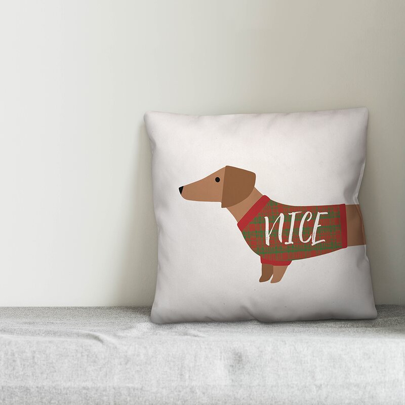 dachshund christmas pillow