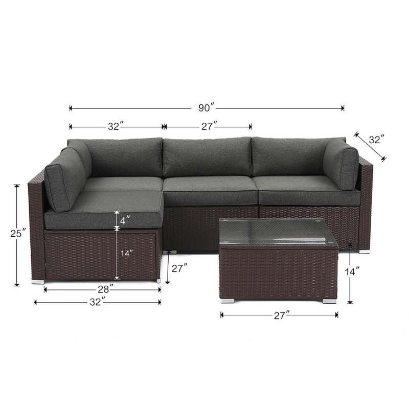 Wrought Studio Bavorov 5 Piece Outdoor Furniture Chocolate Brown