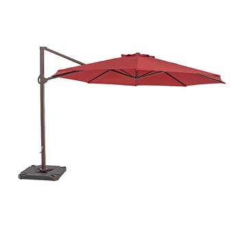 Red Stripe Abba Patio Offset Cantilever Umbrella 9 Feet Outdoor Patio Hanging Umbrella With Cross Base Talkingbread Co Il