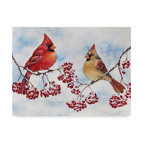 The Holiday Aisle Cardinals And Winter Berries Acrylic Painting
