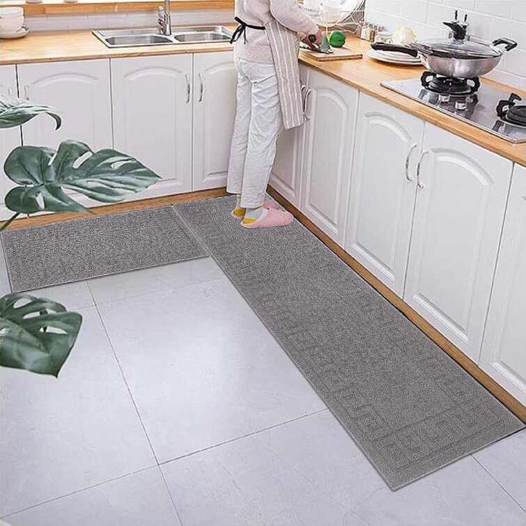 2PCS Kitchen Door Mat Floor Carpet Non-Slip Area Rug Living Room Washable Set 
