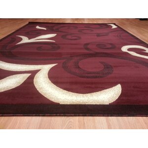 Hand-Carved Red Area Rug