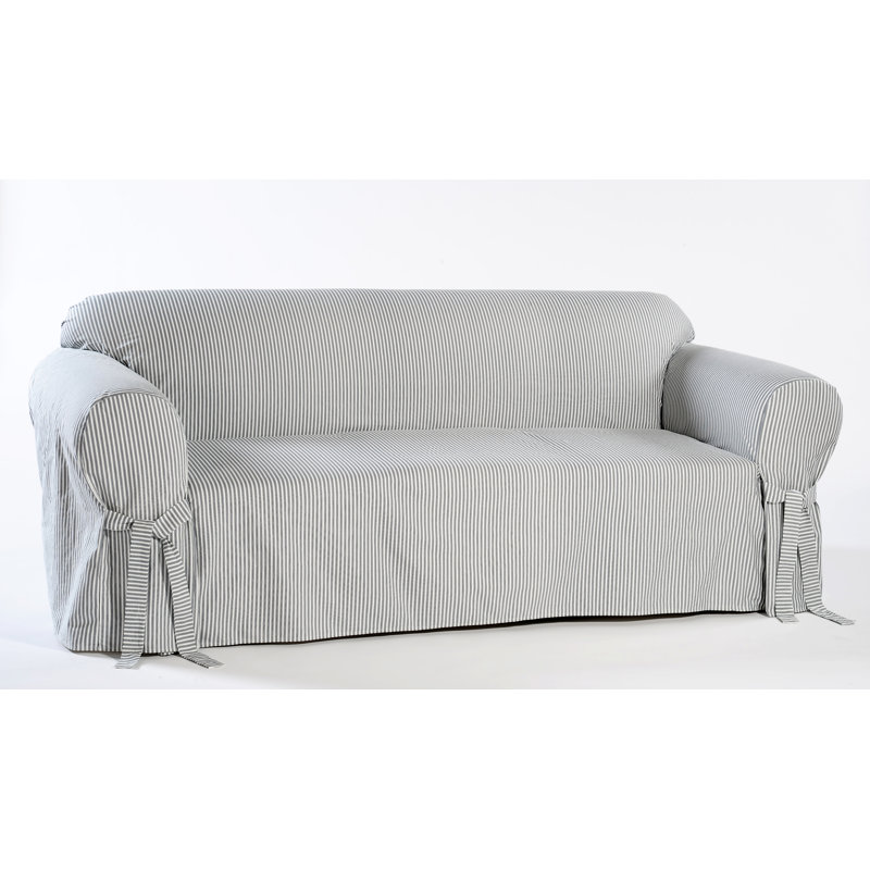Stripe Box Cushion Loveseat Slipcover