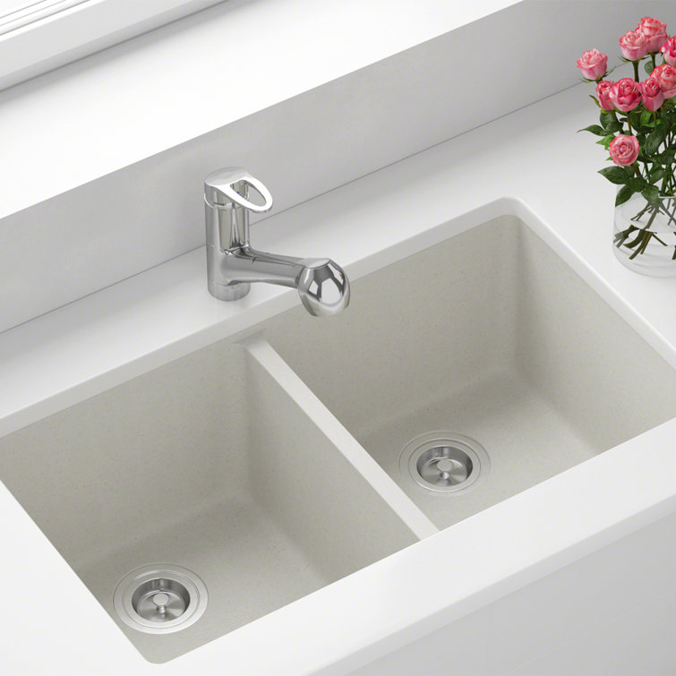 Mrdirect Quartz Granite 33 X 19 Double Basin Undermount Kitchen Sink Reviews Wayfair