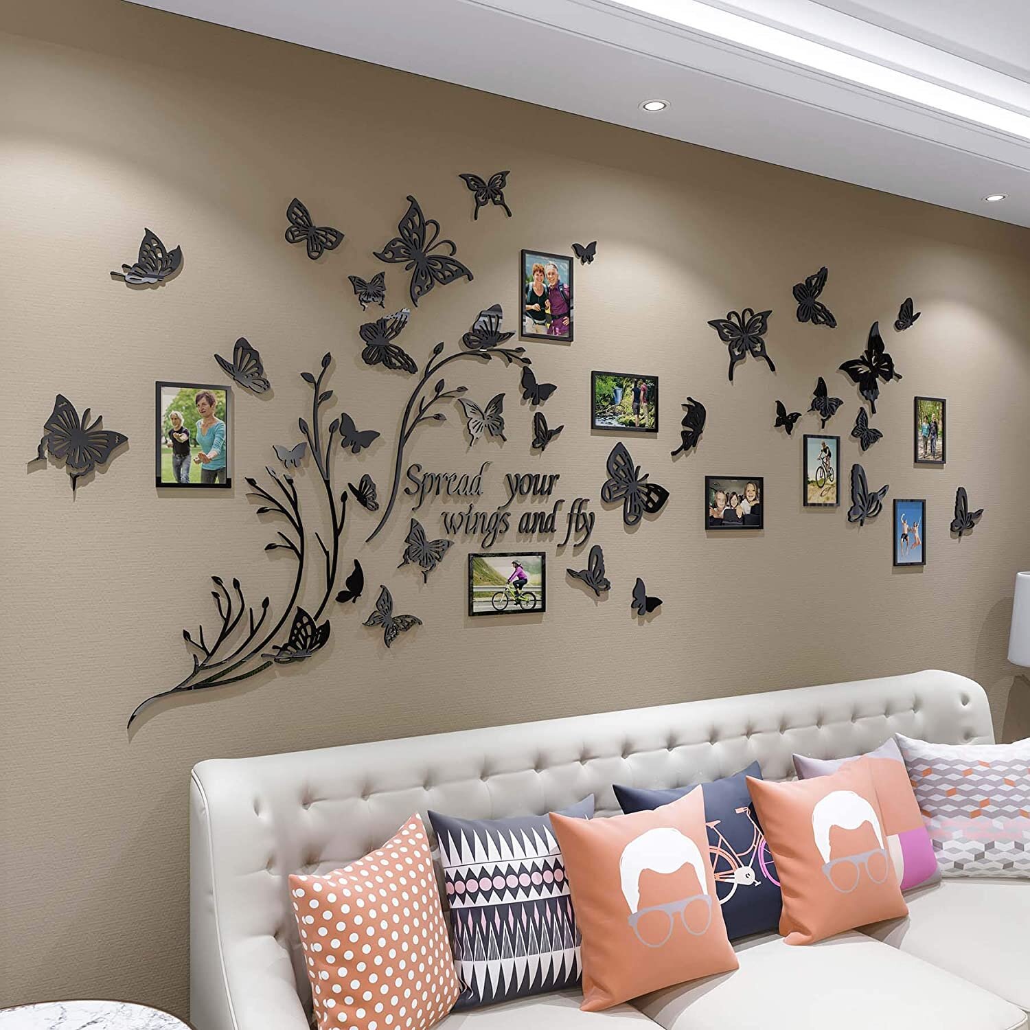 Creative Butterfly Flower Branch Wall Stickers Home Decor Living Room Wall Decal 