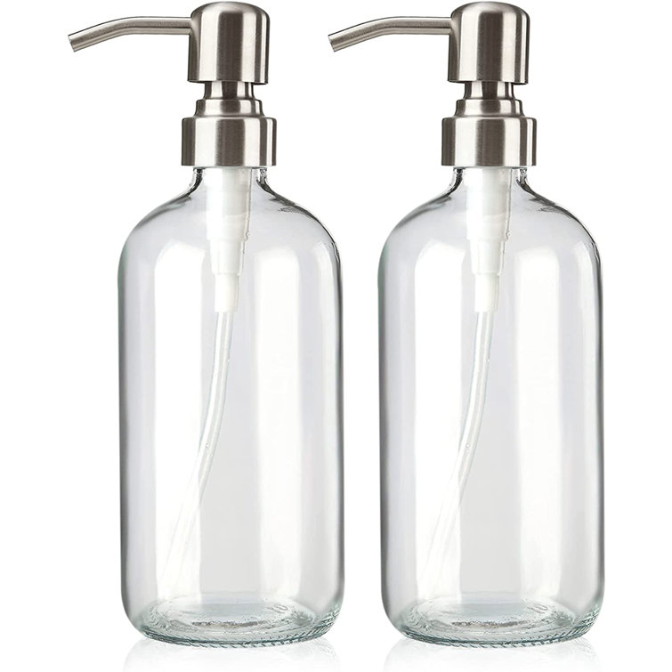 16 Oz Clear Glass Soap Dispenser, 2-Pack Pint Jar Soap Dispenser With Rust  Proof Stainless Steel Pump, Hand Soap Dispenser Bottle For Lotion, Dish ...