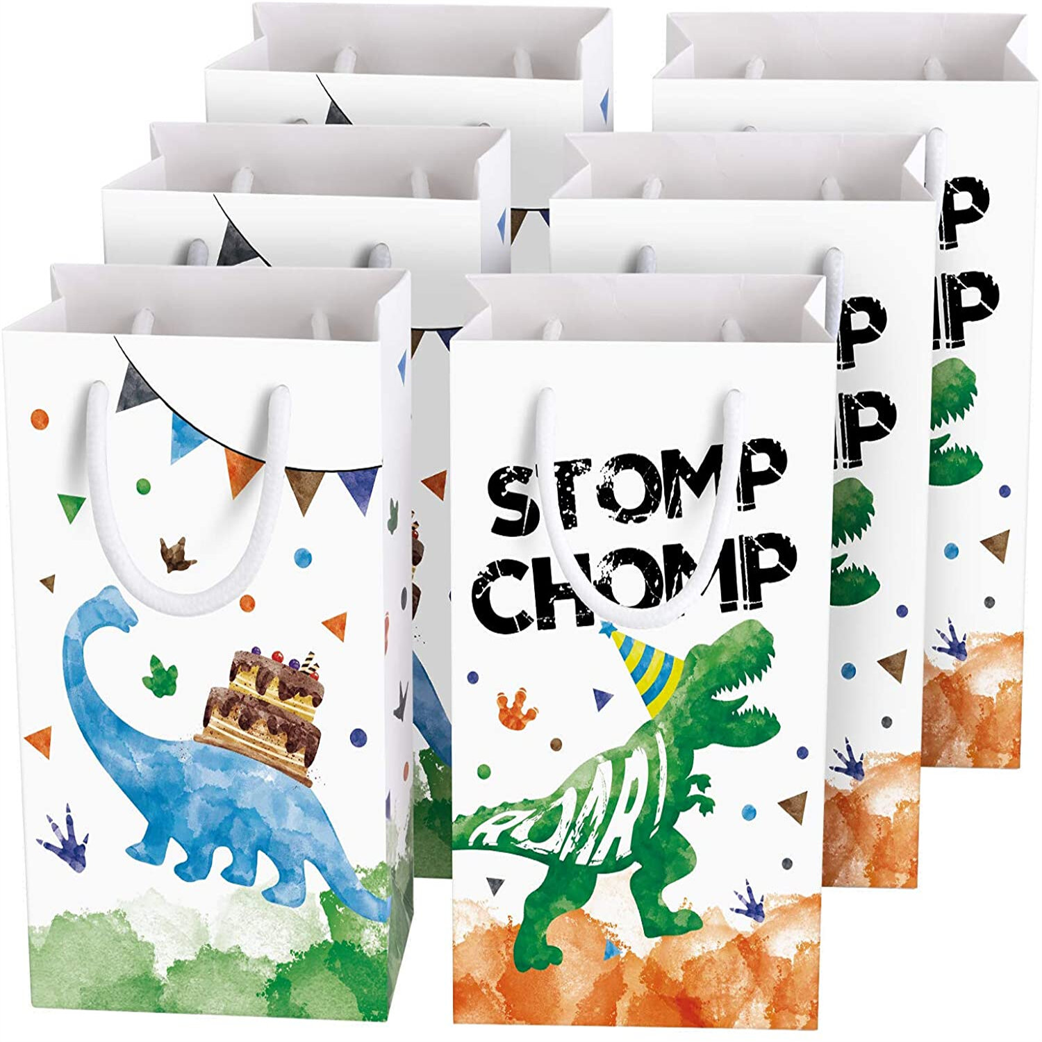 6 Dinosaur Bags With Handles Luxury Party Treat Sweet Loot Lunch Gift 