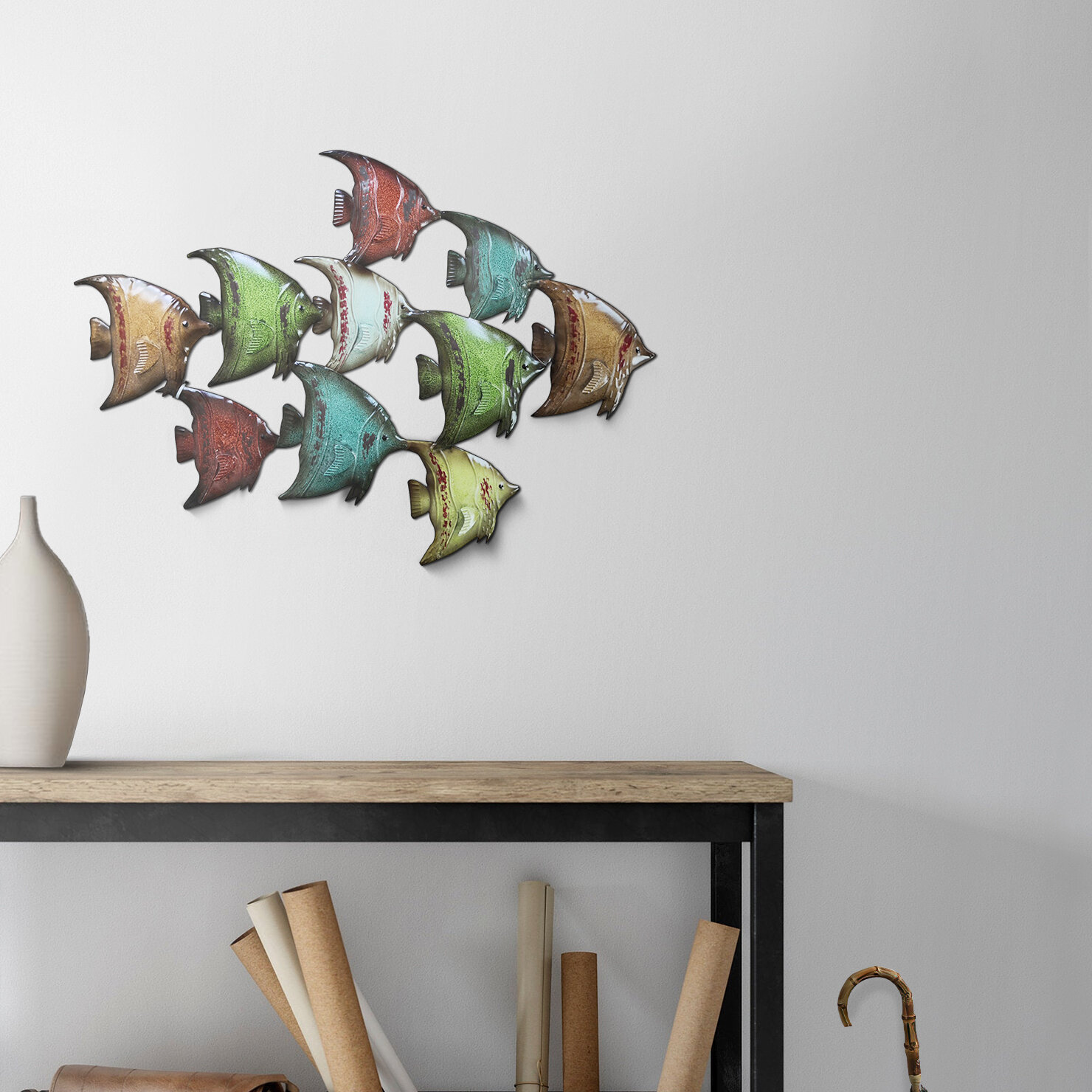 Dovecove Three Dimensional Hanging Metal Fish Wall Décor | Wayfair